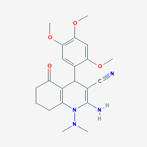 molecular formula C21H26N4O4 B6048618 2-amino-1-(dimethylamino)-5-oxo-4-(2,4,5-trimethoxyphenyl)-1,4,5,6,7,8-hexahydroquinoline-3-carbonitrile 