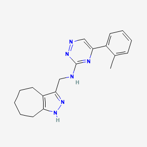 molecular formula C19H22N6 B6048622 N-(1,4,5,6,7,8-hexahydrocyclohepta[c]pyrazol-3-ylmethyl)-5-(2-methylphenyl)-1,2,4-triazin-3-amine 