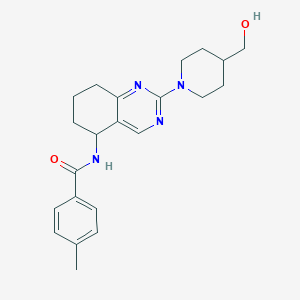 molecular formula C22H28N4O2 B6048648 N-{2-[4-(hydroxymethyl)-1-piperidinyl]-5,6,7,8-tetrahydro-5-quinazolinyl}-4-methylbenzamide 