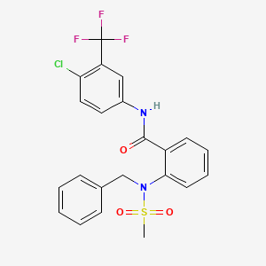 molecular formula C22H18ClF3N2O3S B6048652 2-[benzyl(methylsulfonyl)amino]-N-[4-chloro-3-(trifluoromethyl)phenyl]benzamide CAS No. 5741-75-3