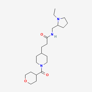 molecular formula C21H37N3O3 B6048690 N-[(1-ethyl-2-pyrrolidinyl)methyl]-3-[1-(tetrahydro-2H-pyran-4-ylcarbonyl)-4-piperidinyl]propanamide 