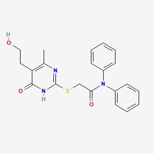 molecular formula C21H21N3O3S B6048695 2-{[5-(2-hydroxyethyl)-4-methyl-6-oxo-1,6-dihydro-2-pyrimidinyl]thio}-N,N-diphenylacetamide 