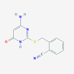 molecular formula C12H10N4OS B6048708 2-{[(4-amino-6-hydroxy-2-pyrimidinyl)thio]methyl}benzonitrile 