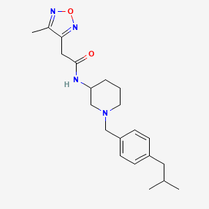 molecular formula C21H30N4O2 B6048738 N-[1-(4-isobutylbenzyl)-3-piperidinyl]-2-(4-methyl-1,2,5-oxadiazol-3-yl)acetamide 