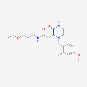 molecular formula C20H30FN3O4 B6048742 2-[1-(2-fluoro-4-methoxybenzyl)-3-oxo-2-piperazinyl]-N-(3-isopropoxypropyl)acetamide 