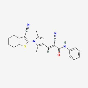 molecular formula C25H22N4OS B6048750 2-cyano-3-[1-(3-cyano-4,5,6,7-tetrahydro-1-benzothien-2-yl)-2,5-dimethyl-1H-pyrrol-3-yl]-N-phenylacrylamide 