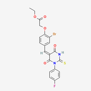 ethyl (2-bromo-4-{[1-(4-fluorophenyl)-4,6-dioxo-2-thioxotetrahydro-5(2H)-pyrimidinylidene]methyl}phenoxy)acetate