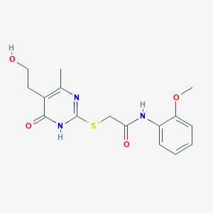 molecular formula C16H19N3O4S B6048860 2-{[5-(2-hydroxyethyl)-4-methyl-6-oxo-1,6-dihydro-2-pyrimidinyl]thio}-N-(2-methoxyphenyl)acetamide 