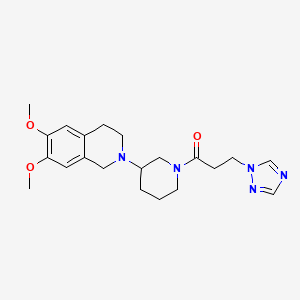 molecular formula C21H29N5O3 B6048885 6,7-dimethoxy-2-{1-[3-(1H-1,2,4-triazol-1-yl)propanoyl]-3-piperidinyl}-1,2,3,4-tetrahydroisoquinoline 