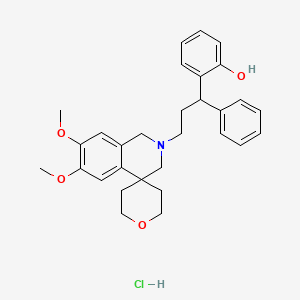 molecular formula C30H36ClNO4 B6048902 2-[3-(6,7-dimethoxy-2',3',5',6'-tetrahydro-1H-spiro[isoquinoline-4,4'-pyran]-2(3H)-yl)-1-phenylpropyl]phenol hydrochloride 