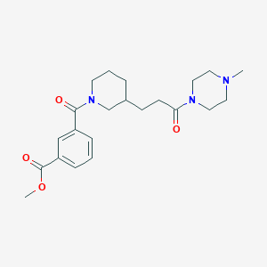 molecular formula C22H31N3O4 B6048929 methyl 3-({3-[3-(4-methyl-1-piperazinyl)-3-oxopropyl]-1-piperidinyl}carbonyl)benzoate 