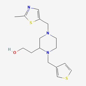 molecular formula C16H23N3OS2 B6048957 2-[4-[(2-methyl-1,3-thiazol-5-yl)methyl]-1-(3-thienylmethyl)-2-piperazinyl]ethanol 