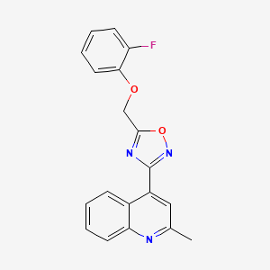 molecular formula C19H14FN3O2 B6048983 4-{5-[(2-fluorophenoxy)methyl]-1,2,4-oxadiazol-3-yl}-2-methylquinoline 