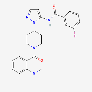 molecular formula C24H26FN5O2 B6048988 N-(1-{1-[2-(dimethylamino)benzoyl]-4-piperidinyl}-1H-pyrazol-5-yl)-3-fluorobenzamide 