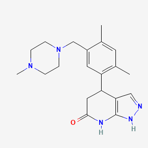 molecular formula C20H27N5O B6048995 4-{2,4-dimethyl-5-[(4-methylpiperazin-1-yl)methyl]phenyl}-2,4,5,7-tetrahydro-6H-pyrazolo[3,4-b]pyridin-6-one 
