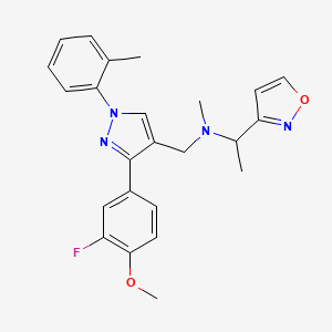 N-{[3-(3-fluoro-4-methoxyphenyl)-1-(2-methylphenyl)-1H-pyrazol-4-yl]methyl}-1-(3-isoxazolyl)-N-methylethanamine