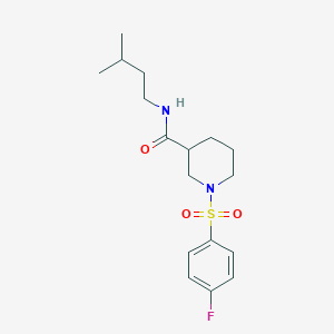 molecular formula C17H25FN2O3S B6049021 1-[(4-fluorophenyl)sulfonyl]-N-(3-methylbutyl)-3-piperidinecarboxamide 