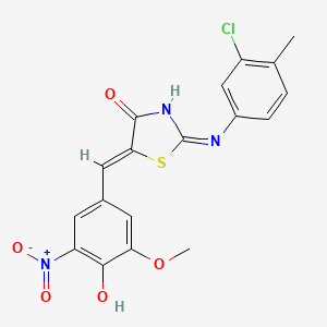 molecular formula C18H14ClN3O5S B6049133 2-[(3-chloro-4-methylphenyl)imino]-5-(4-hydroxy-3-methoxy-5-nitrobenzylidene)-1,3-thiazolidin-4-one 