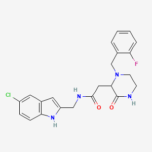 molecular formula C22H22ClFN4O2 B6049166 N-[(5-chloro-1H-indol-2-yl)methyl]-2-[1-(2-fluorobenzyl)-3-oxo-2-piperazinyl]acetamide 