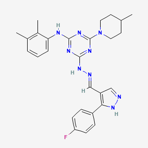 3-(4-fluorophenyl)-1H-pyrazole-4-carbaldehyde [4-[(2,3-dimethylphenyl)amino]-6-(4-methylpiperidin-1-yl)-1,3,5-triazin-2-yl]hydrazone