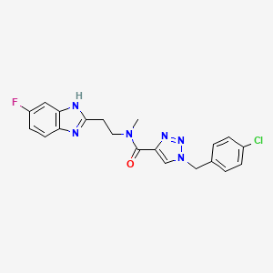 molecular formula C20H18ClFN6O B6049202 1-(4-chlorobenzyl)-N-[2-(5-fluoro-1H-benzimidazol-2-yl)ethyl]-N-methyl-1H-1,2,3-triazole-4-carboxamide 