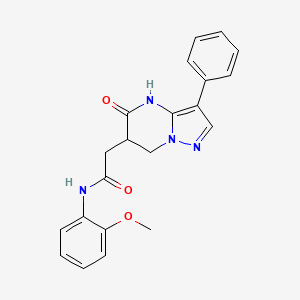 molecular formula C21H20N4O3 B6049218 N-(2-methoxyphenyl)-2-(5-oxo-3-phenyl-4,5,6,7-tetrahydropyrazolo[1,5-a]pyrimidin-6-yl)acetamide 