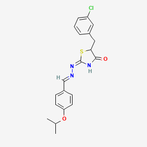 molecular formula C20H20ClN3O2S B6049291 4-isopropoxybenzaldehyde [5-(3-chlorobenzyl)-4-oxo-1,3-thiazolidin-2-ylidene]hydrazone 