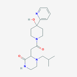 molecular formula C20H30N4O3 B6049321 3-{2-[4-hydroxy-4-(2-pyridinyl)-1-piperidinyl]-2-oxoethyl}-4-isobutyl-2-piperazinone 