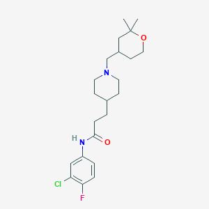 N-(3-chloro-4-fluorophenyl)-3-{1-[(2,2-dimethyltetrahydro-2H-pyran-4-yl)methyl]-4-piperidinyl}propanamide