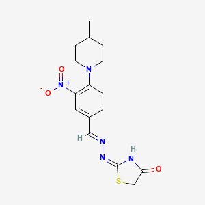 molecular formula C16H19N5O3S B6049345 4-(4-methyl-1-piperidinyl)-3-nitrobenzaldehyde (4-oxo-1,3-thiazolidin-2-ylidene)hydrazone 