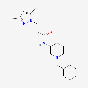 molecular formula C20H34N4O B6049351 N-[1-(cyclohexylmethyl)-3-piperidinyl]-3-(3,5-dimethyl-1H-pyrazol-1-yl)propanamide 