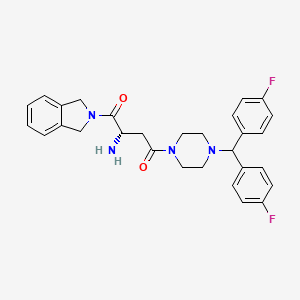 molecular formula C29H30F2N4O2 B604936 (2S)-2-氨基-4-[4-[双(4-氟苯基)甲基]哌嗪-1-基]-1-(1,3-二氢异喹啉-2-基)丁烷-1,4-二酮 CAS No. 847928-32-9