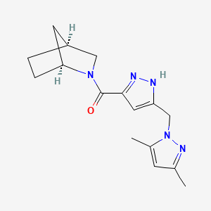 molecular formula C16H21N5O B6049374 (1S*,4S*)-2-({5-[(3,5-dimethyl-1H-pyrazol-1-yl)methyl]-1H-pyrazol-3-yl}carbonyl)-2-azabicyclo[2.2.1]heptane 