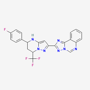 molecular formula C22H15F4N7 B6049436 2-[5-(4-fluorophenyl)-7-(trifluoromethyl)-4,5,6,7-tetrahydropyrazolo[1,5-a]pyrimidin-2-yl][1,2,4]triazolo[1,5-c]quinazoline 