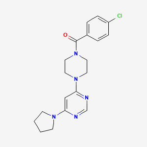 molecular formula C19H22ClN5O B6049478 4-[4-(4-chlorobenzoyl)-1-piperazinyl]-6-(1-pyrrolidinyl)pyrimidine 