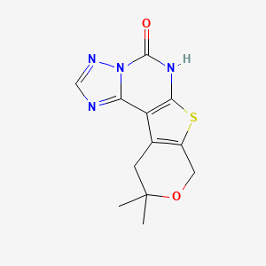 molecular formula C12H12N4O2S B6049523 10,10-dimethyl-6,8,10,11-tetrahydro-5H-pyrano[4',3':4,5]thieno[3,2-e][1,2,4]triazolo[1,5-c]pyrimidin-5-one 