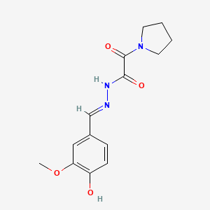 molecular formula C14H17N3O4 B6049535 N'-(4-hydroxy-3-methoxybenzylidene)-2-oxo-2-(1-pyrrolidinyl)acetohydrazide 