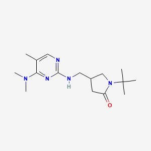 molecular formula C16H27N5O B6049549 1-tert-butyl-4-({[4-(dimethylamino)-5-methyl-2-pyrimidinyl]amino}methyl)-2-pyrrolidinone 