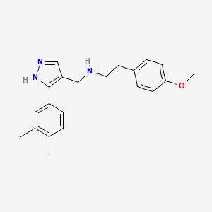 molecular formula C21H25N3O B6049564 N-{[3-(3,4-dimethylphenyl)-1H-pyrazol-4-yl]methyl}-2-(4-methoxyphenyl)ethanamine 