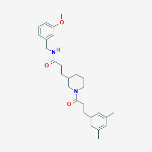 molecular formula C27H36N2O3 B6049644 3-{1-[3-(3,5-dimethylphenyl)propanoyl]-3-piperidinyl}-N-(3-methoxybenzyl)propanamide 