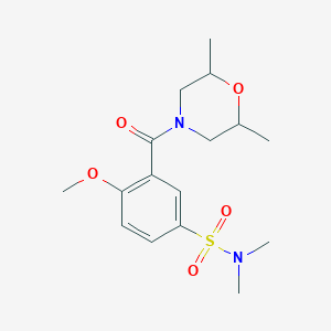 molecular formula C16H24N2O5S B6049655 3-[(2,6-dimethyl-4-morpholinyl)carbonyl]-4-methoxy-N,N-dimethylbenzenesulfonamide 