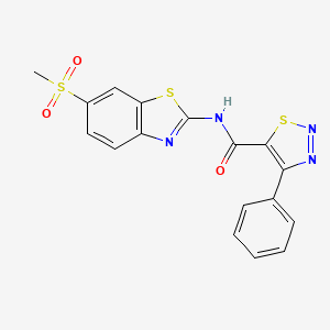 molecular formula C17H12N4O3S3 B6049667 N-[6-(methylsulfonyl)-1,3-benzothiazol-2-yl]-4-phenyl-1,2,3-thiadiazole-5-carboxamide 