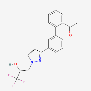 molecular formula C20H17F3N2O2 B6049668 1-{3'-[1-(3,3,3-trifluoro-2-hydroxypropyl)-1H-pyrazol-3-yl]-2-biphenylyl}ethanone 