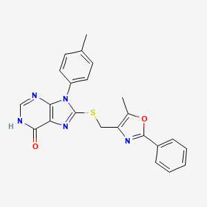 9-(4-methylphenyl)-8-{[(5-methyl-2-phenyl-1,3-oxazol-4-yl)methyl]thio}-1,9-dihydro-6H-purin-6-one