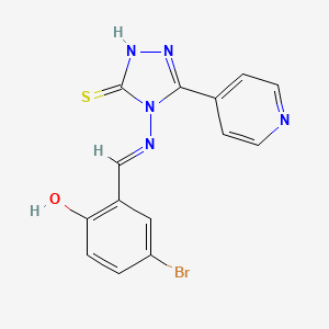 molecular formula C14H10BrN5OS B6049710 4-bromo-2-({[3-mercapto-5-(4-pyridinyl)-4H-1,2,4-triazol-4-yl]imino}methyl)phenol 