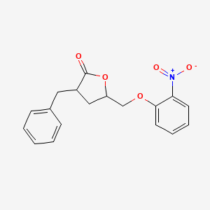 molecular formula C18H19NO6 B604973 3-苄基-5-[(2-硝基苯氧基)甲基]氧杂环-2-酮 CAS No. 890405-51-3