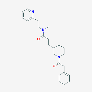 molecular formula C24H35N3O2 B6049759 3-[1-(1-cyclohexen-1-ylacetyl)-3-piperidinyl]-N-methyl-N-[2-(2-pyridinyl)ethyl]propanamide 