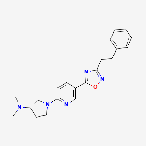molecular formula C21H25N5O B6049794 N,N-dimethyl-1-{5-[3-(2-phenylethyl)-1,2,4-oxadiazol-5-yl]-2-pyridinyl}-3-pyrrolidinamine 