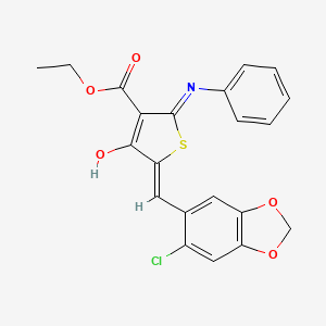 ethyl 2-anilino-5-[(6-chloro-1,3-benzodioxol-5-yl)methylene]-4-oxo-4,5-dihydro-3-thiophenecarboxylate