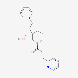 {3-(2-phenylethyl)-1-[3-(2-pyrazinyl)propanoyl]-3-piperidinyl}methanol